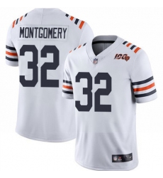 Bears 32 David Montgomery White Alternate Men Stitched Football Vapor Untouchable Limited 100th Season Jersey