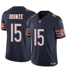 Men Chicago Bears 15 Rome Odunze Navy 2024 Draft F U S E  Vapor Stitched Football Jersey