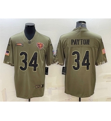 Men Chicago Bears 34 Walter Payton Olive 2022 Salute To Service Limited Stitched Jersey