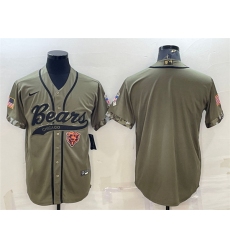 Men Chicago Bears Blank Olive 2022 Salute To Service Cool Base Stitched Baseball Jersey