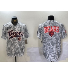 Men Chicago Bears Camo With Patch Cool Base Stitched Baseball Jersey 3