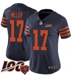 Women Chicago Bears 17 Anthony Miller Limited Navy Blue Rush Vapor Untouchable 100th Season Football Jersey