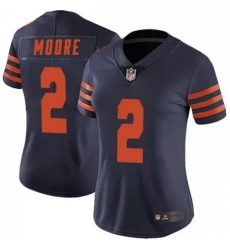 Women Chicago Bears 2 DJ Moore Navy Vapor Limited Stitched NFL Jersey