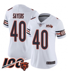 Women Chicago Bears 40 Gale Sayers White Vapor Untouchable Limited Player 100th Season Football Jersey