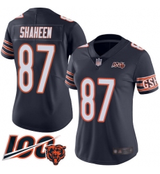 Women Chicago Bears 87 Adam Shaheen Navy Blue Team Color 100th Season Limited Football Jersey