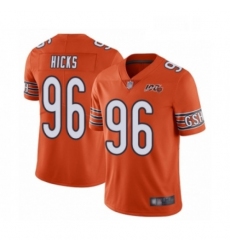 Youth Chicago Bears 96 Akiem Hicks Orange Alternate 100th Season Limited Football Jersey