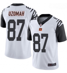 Bengals 87 C J  Uzomah White Men Stitched Football Limited Rush Jersey