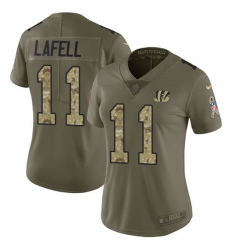 Nike Bengals #11 Brandon LaFell Olive Camo Womens Stitched NFL Limited 2017 Salute to Service Jersey