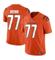 Youth Cincinnati Bengals 77 Trent Brown Orange Vapor Untouchable Limited Stitched Jersey