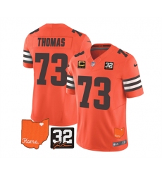 Men Cleveland Browns 95 Myles Garrett White Brown 2023 F U S E  With Jim Brown Memorial Patch And 4 Star C Patch Vapor Untouchable Limited Stitched Jersey