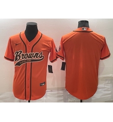 Men Cleveland Browns Blank Orange Stitched Jersey