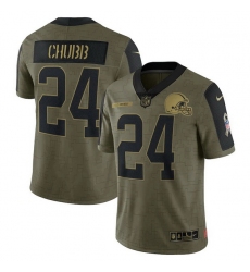 Men's Cleveland Browns Nick Chubb Nike Olive 2021 Salute To Service Limited Player Jersey