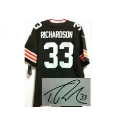 Nike Cleveland Browns 33 Trent Richardson Brown Elite Signed NFL Jersey