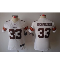 Women Nike Cleveland Browns 33# Trent Richardson White[Women's NIKE LIMITED Jersey]