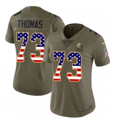 Womens Nike Cleveland Browns 73 Joe Thomas Limited OliveUSA Flag 2017 Salute to Service NFL Jersey