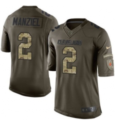 Nike Browns #2 Johnny Manziel Green Youth Stitched NFL Limited Salute to Service Jersey