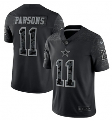 Men Dallas Cowboys 11 Micah Parsons Black Reflective Limited Stitched Football Jersey