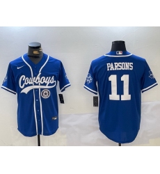 Men Dallas Cowboys 11 Micah Parsons Royal With Patch Cool Base Stitched Baseball Jersey 3