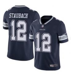 Men Dallas Cowboys 12 Roger Staubach Navy Blue Vapor Untouchable Limited Stitched Football Jersey