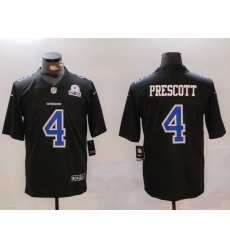 Men Dallas Cowboys 4 Dak Prescott Black Throwback With 1960 Patch Vapor Untouchable Limited Stitched Football Jersey