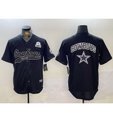 Men Dallas Cowboys Team Big Logo Black With Patch Cool Base Stitched Baseball Jersey 8