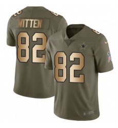 Mens Nike Dallas Cowboys 82 Jason Witten Limited OliveGold 2017 Salute to Service NFL Jersey