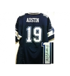 Nike Dallas Cowboys 19 Miles Austin Blue Elite Signed NFL Jersey