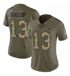 Cowboys #13 Michael Gallup Olive Camo Women Stitched Football Limited 2017 Salute to Service Jersey