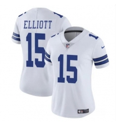 Women Dallas Cowboys 15 Ezekiel Elliott White Vapor Limited Stitched Football Jersey