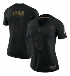 Women Dallas Cowboys Troy Aikman Black Limited 2020 Salute To Service Jersey