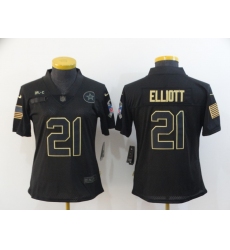 Women Nike Dallas Cowboys 21 Ezekiel Elliott Black Women 2020 Salute To Service Limited Jersey