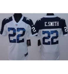 Women Nike Dallas Cowboys 22 E.SMITH White Thanksgivings LIMITED NFL Jerseys