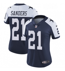 Womens Nike Dallas Cowboys 21 Deion Sanders Elite Navy Blue Throwback Alternate NFL Jersey