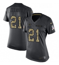 Womens Nike Dallas Cowboys 21 Ezekiel Elliott Limited Black 2016 Salute to Service NFL Jersey