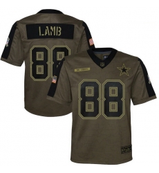 Youth Dallas Cowboys CeeDee Lamb Nike Olive 2021 Salute To Service Game Jersey