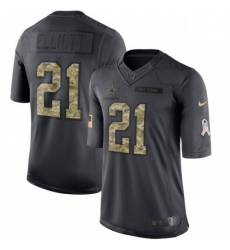 Youth Nike Dallas Cowboys 21 Ezekiel Elliott Limited Black 2016 Salute to Service NFL Jersey