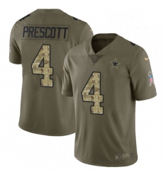 Youth Nike Dallas Cowboys 4 Dak Prescott Limited OliveCamo 2017 Salute to Service NFL Jersey