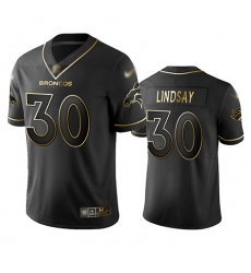 Broncos 30 Phillip Lindsay Black Men Stitched Football Limited Golden Edition Jersey