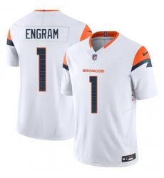 Men Denver Broncos 1 Evan Engram White 2025 F U S E  Vapor Limited Stitched Football Jersey