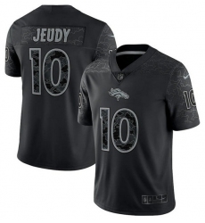 Men Denver Broncos 10 Jerry Jeudy Black Reflective Limited Stitched Football Jersey