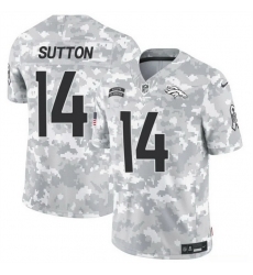 Men Denver Broncos 14 Courtland Sutton 2024 F U S E Arctic Camo Salute To Service Limited Stitched Football Jersey