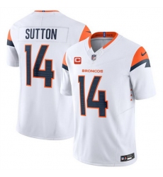 Men Denver Broncos 14 Courtland Sutton White 2024 F U S E  With 4 Star C Patch Vapor Limited Stitched Football Jersey