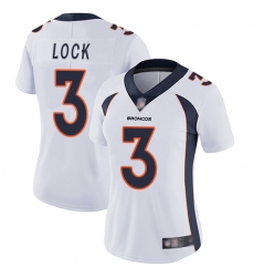 Broncos 3 Drew Lock White Women Stitched Football Vapor Untouchable Limited Jersey