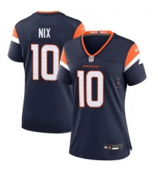 Women Denver Broncos 10 Bo Nix Navy F U S E Vapor Limited Stitched Football Jersey