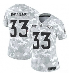 Women Denver Broncos 33 Javonte Williams 2024 F U S E Arctic Camo Salute To Service Limited Stitched Jersey