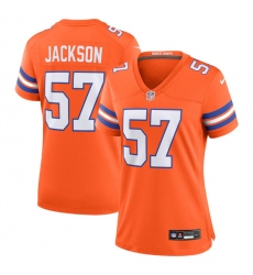 Women Denver Broncos 57 Tom Jackson Orange Mile High Collection 1977 Throwback Stitched Jersey