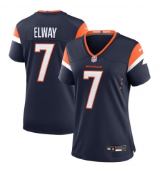 Women Denver Broncos 7 John Elway Navy 2024 Alternate Stitched Jersey