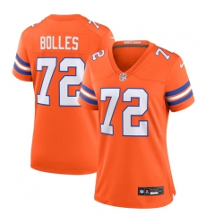 Women Denver Broncos 72 Garrett Bolles Orange Mile High Collection 1977 Throwback Stitched Jersey