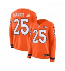 Womens Nike Denver Broncos 25 Chris Harris Jr Limited Orange Therma Long Sleeve NFL Jersey