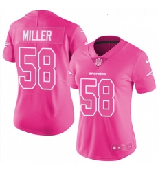 Womens Nike Denver Broncos 58 Von Miller Limited Pink Rush Fashion NFL Jersey